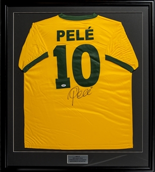 Pele Signed and Framed Jersey (PSA)